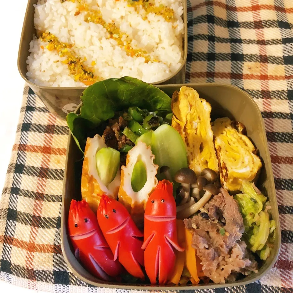 Snapdishの料理写真:昨日の旦那の夜勤のお弁当！|ぷーはるひゅうさん