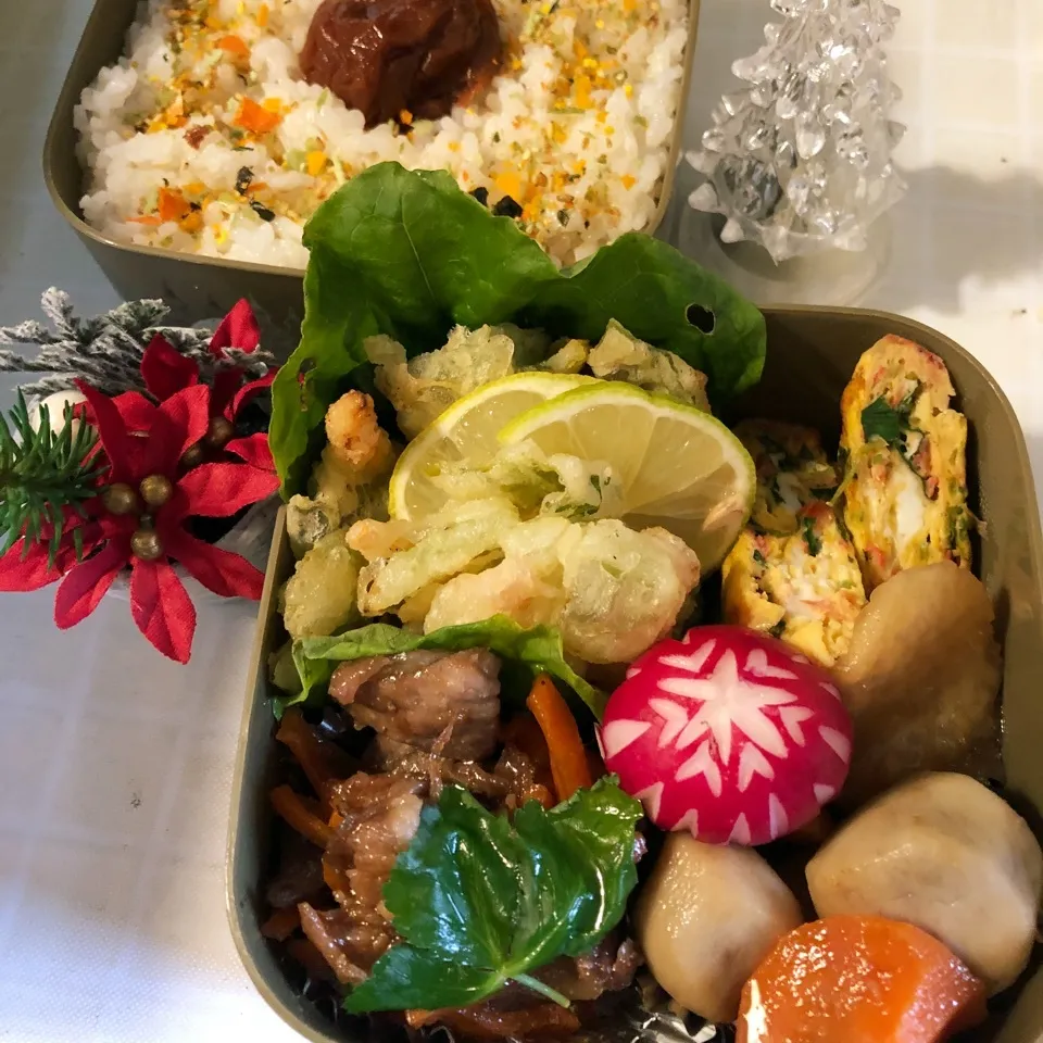 Snapdishの料理写真:今日の旦那の夜勤のお弁当！|ぷーはるひゅうさん