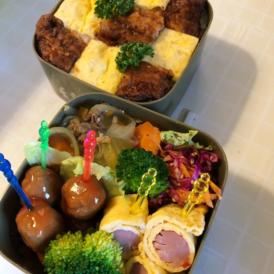 Snapdishの料理写真:昨日の旦那の夜勤のお弁当！|ぷーはるひゅうさん