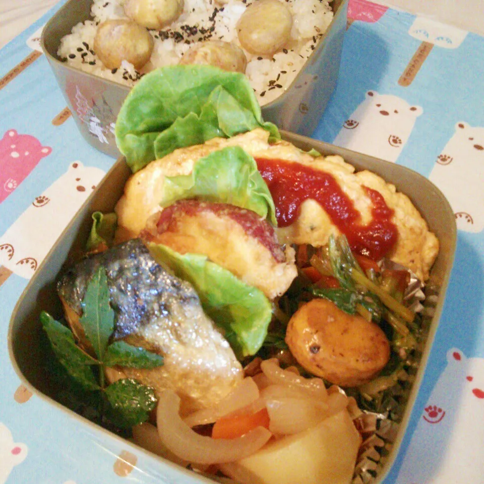 旦那の夜勤のお弁当♪|ぷーはるひゅうさん