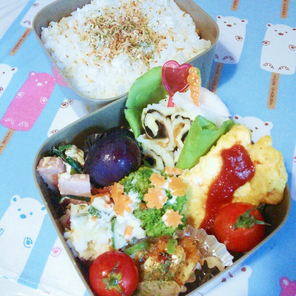 Snapdishの料理写真:旦那の夜勤のお弁当♪|ぷーはるひゅうさん