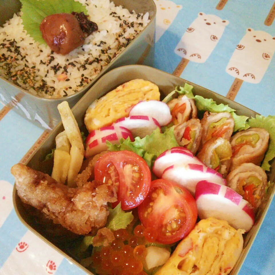 昨日の旦那の夜勤のお弁当♪|ぷーはるひゅうさん