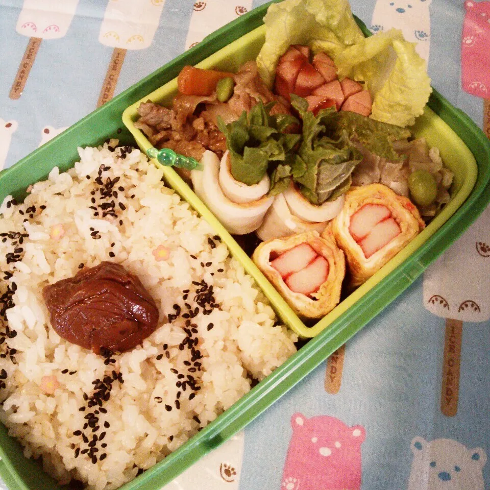 Snapdishの料理写真:昨日の旦那の夜勤のお弁当♪|ぷーはるひゅうさん