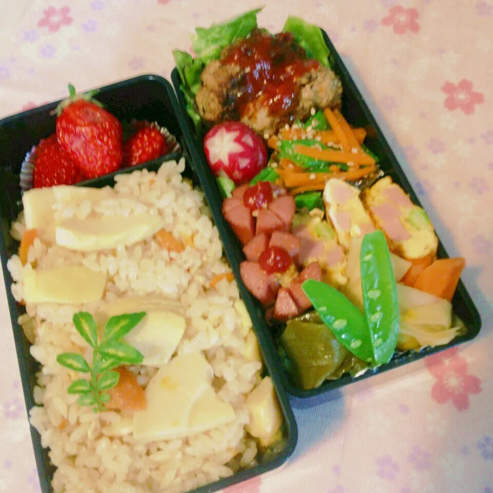 Snapdishの料理写真:旦那の夜勤のお弁当♪|ぷーはるひゅうさん