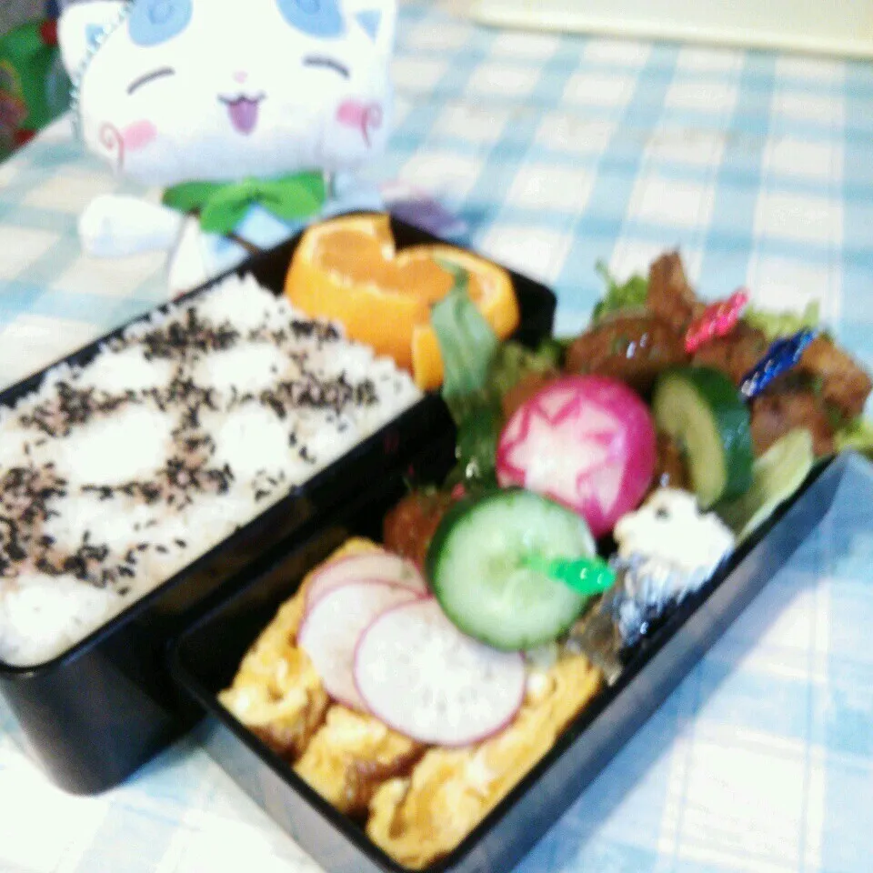 Snapdishの料理写真:旦那の夜勤のお弁当♪|ぷーはるひゅうさん