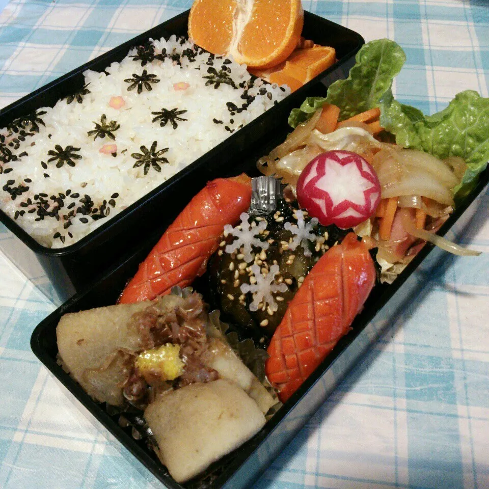 昨日の旦那の夜勤のお弁当♪|ぷーはるひゅうさん