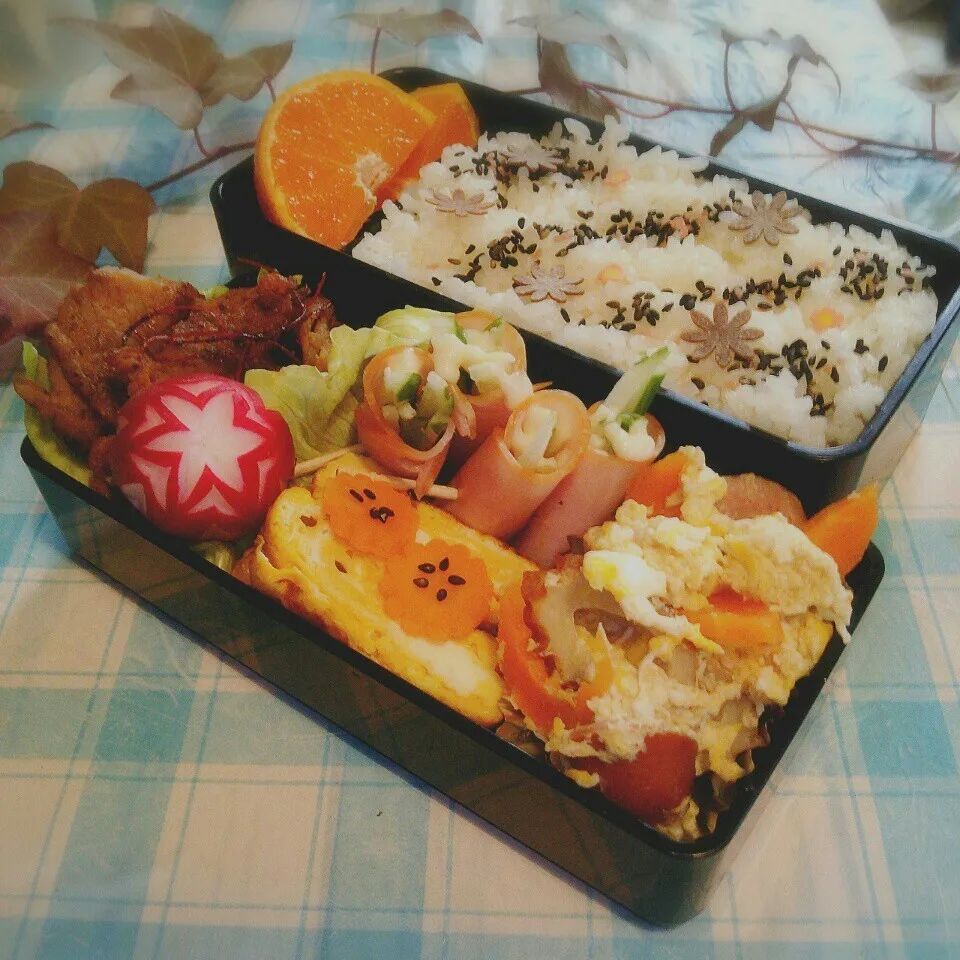 一昨日の旦那の夜勤のお弁当♪|ぷーはるひゅうさん