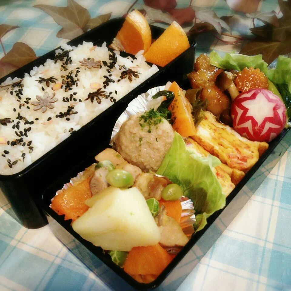 Snapdishの料理写真:旦那の夜勤のお弁当♪|ぷーはるひゅうさん