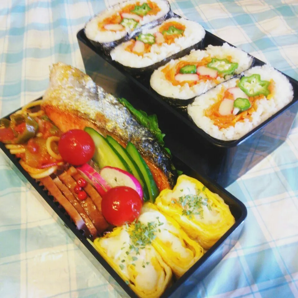 旦那の夜勤のお弁当♪|ぷーはるひゅうさん