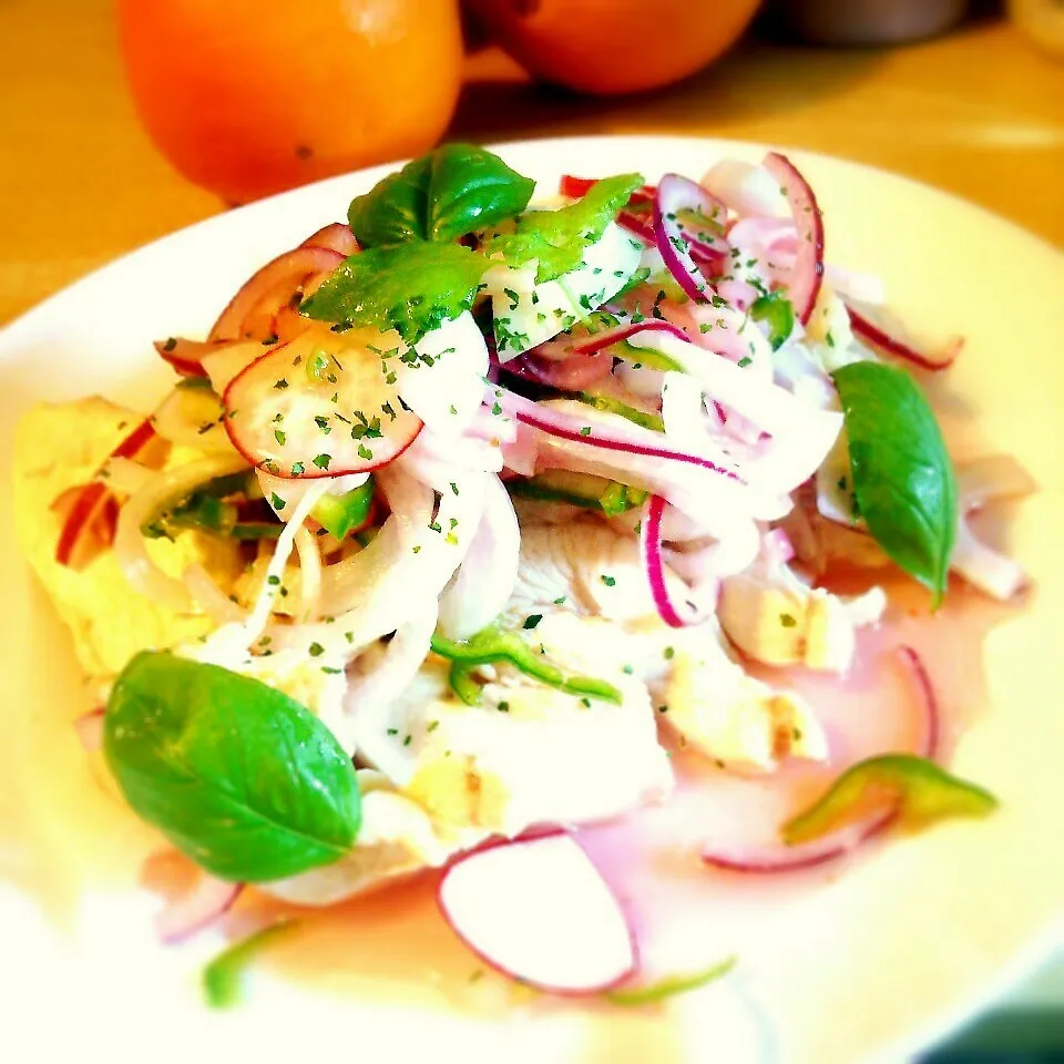 蒸し鶏のマリネ！|ぷーはるひゅうさん