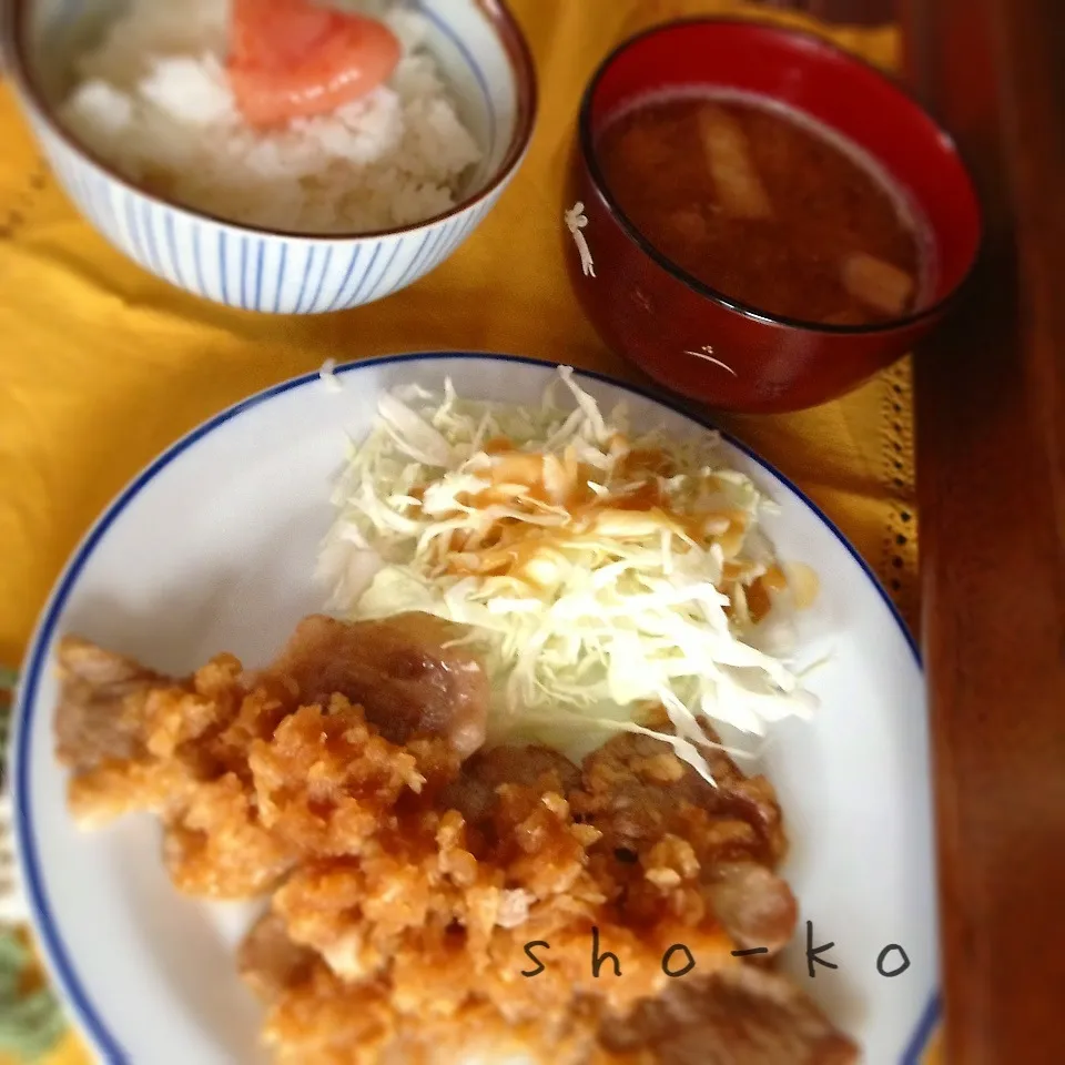 今日のお昼は豚ロースのおろしポン酢炒め定食|sho-koさん