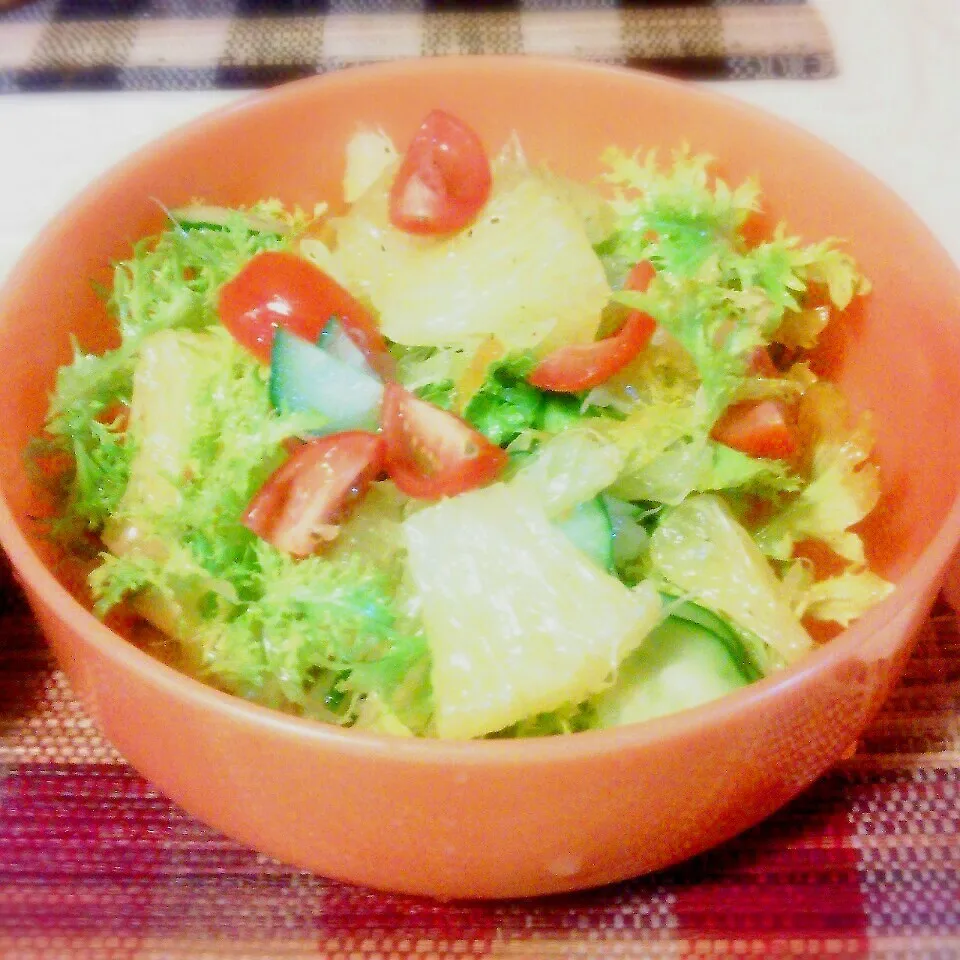 文旦とわさび菜のサラダ！(^^)/|ぷーはるひゅうさん