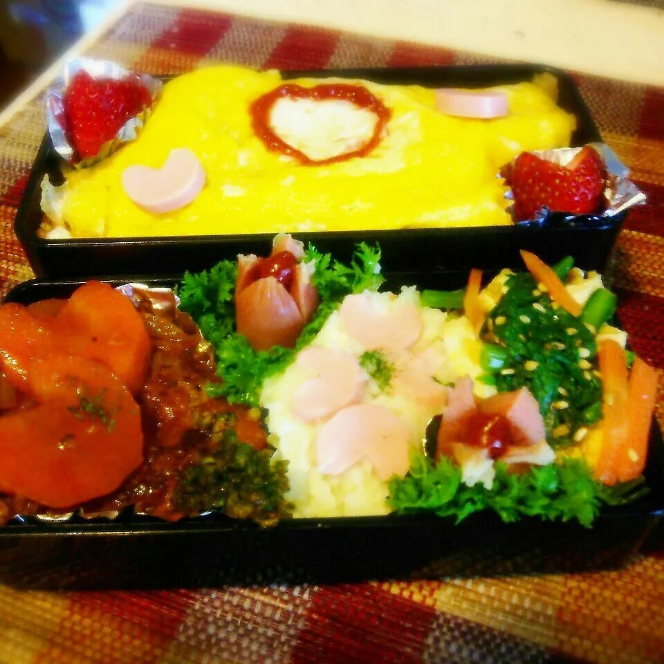 Snapdishの料理写真:旦那さんの夜勤のお弁当！(^^)/|ぷーはるひゅうさん