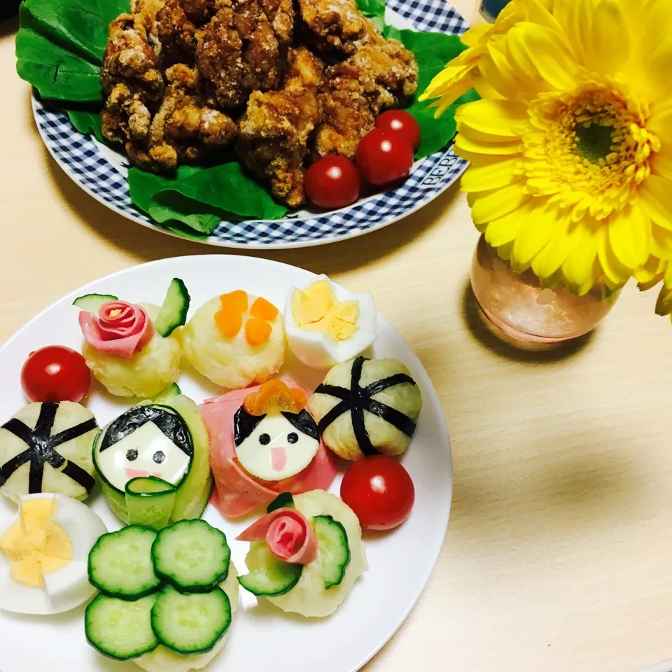 Snapdishの料理写真:我が家のひな祭り♡mai_cさんの手毬ポテサラ♡|kewpieさん