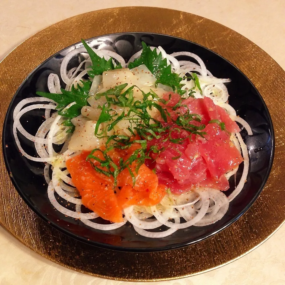 【新たまねぎ祭り】マグロ＊サーモン＊イカのカルパッチョ|henryさん