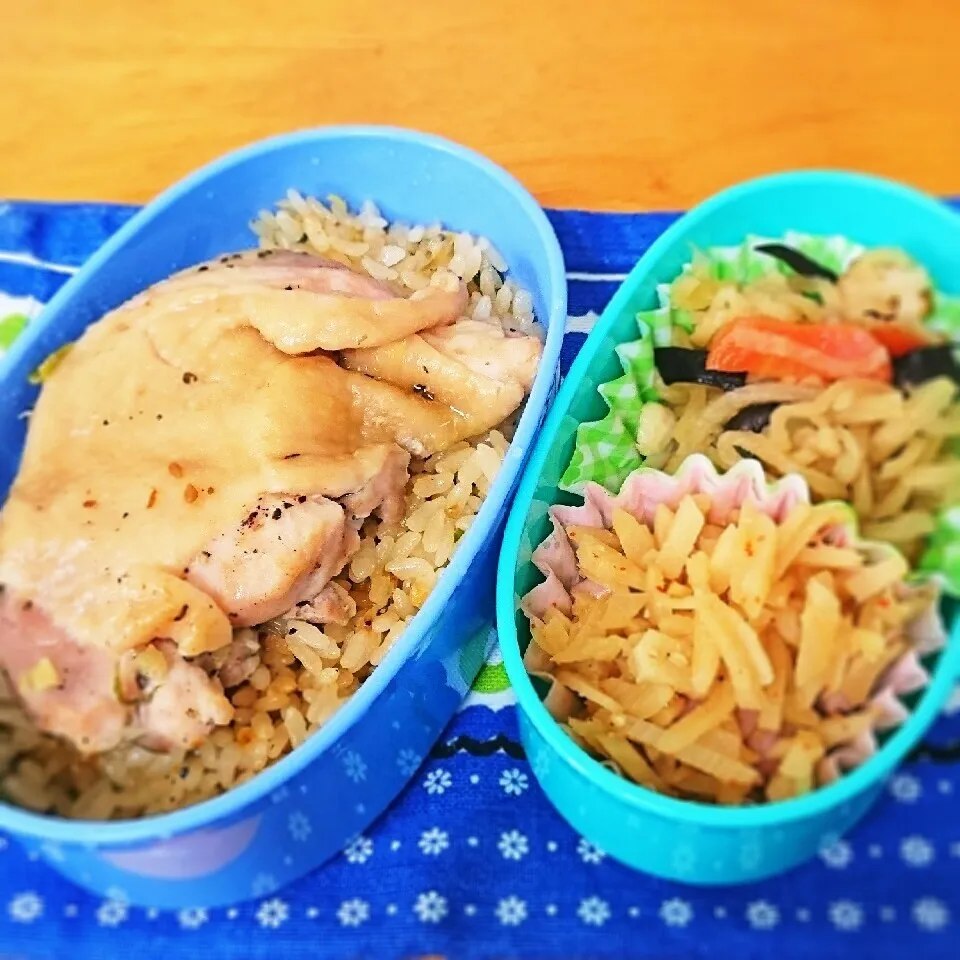 Snapdishの料理写真:チキンのせライス弁当|ぽよさん