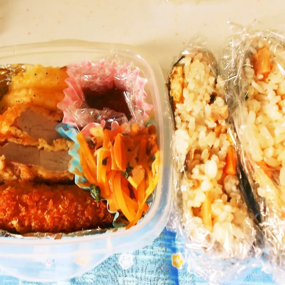 フライとおにぎらず弁当|ぽよさん