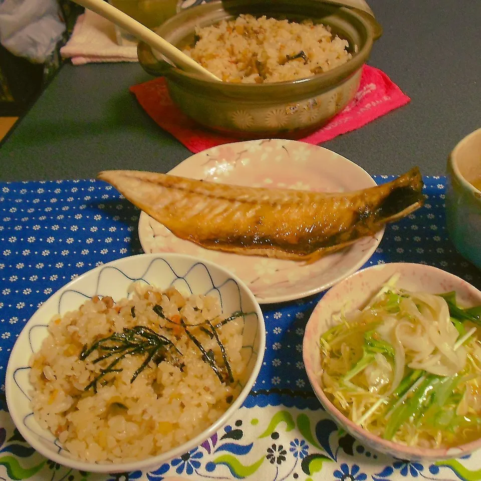 炊き込みごはんと鯖干物|ぽよさん