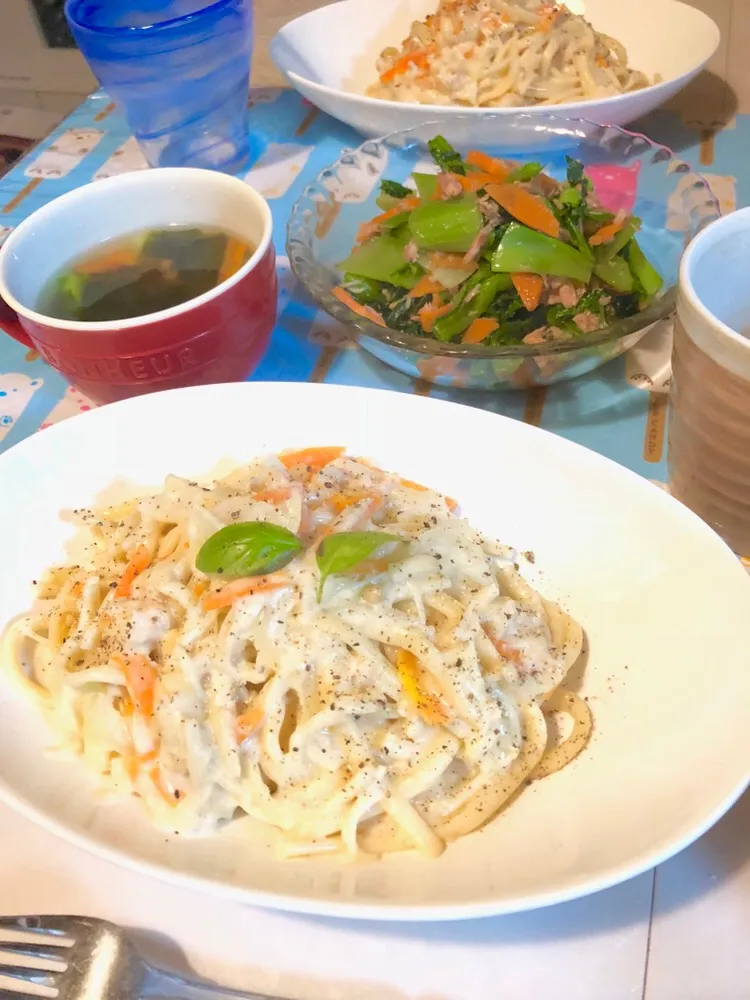 手作り麺のクリームパスタ|ぷーはるひゅうさん