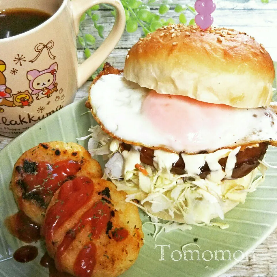 湯種食パン生地でバンズ♪てりやきバーガー☆|とももんさん