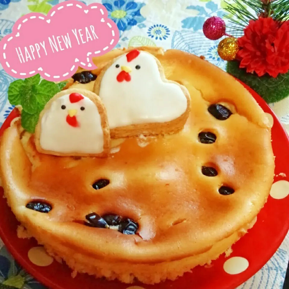 Snapdishの料理写真:干支クッキーと黒豆入りチーズケーキ☆|とももんさん