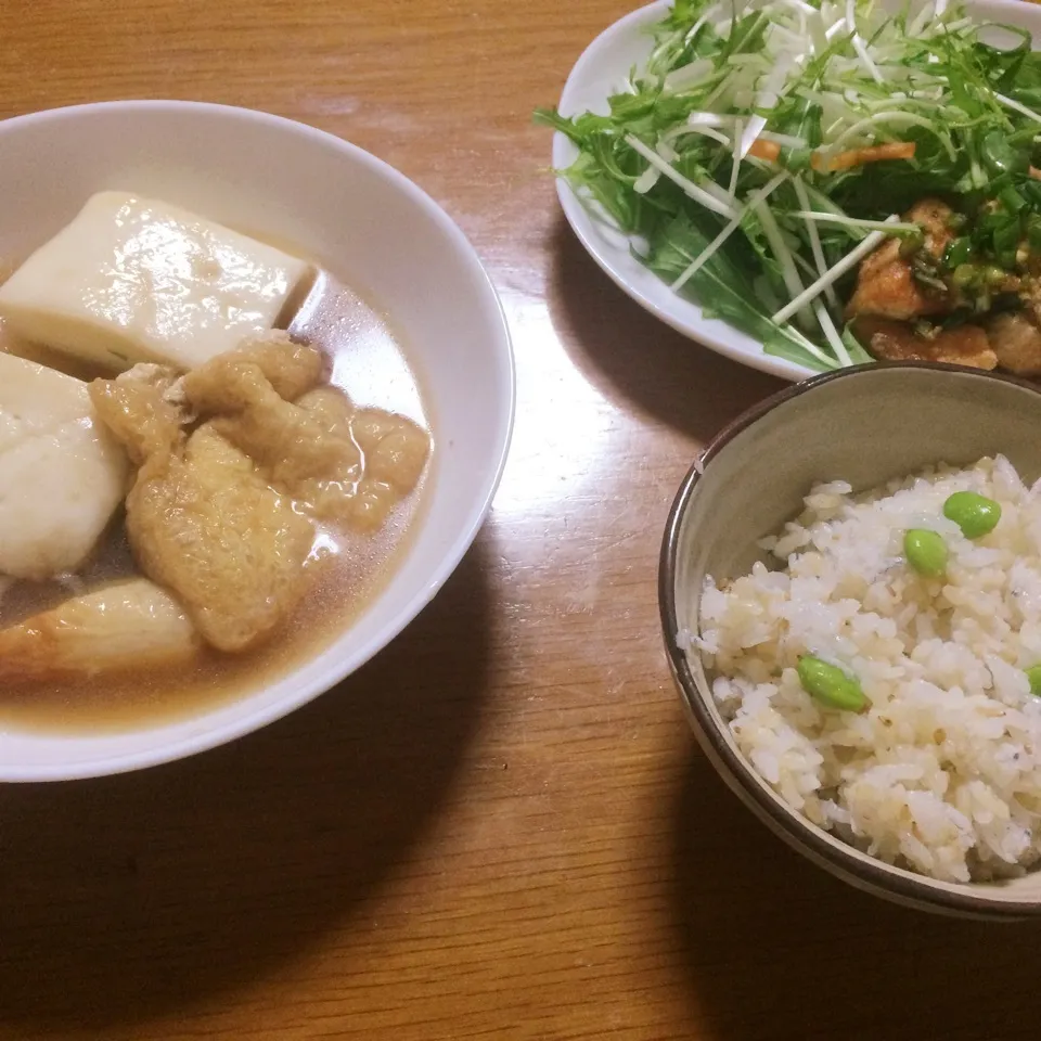 しらす枝豆ご飯と鶏肉香味揚げ|みぃたんさん