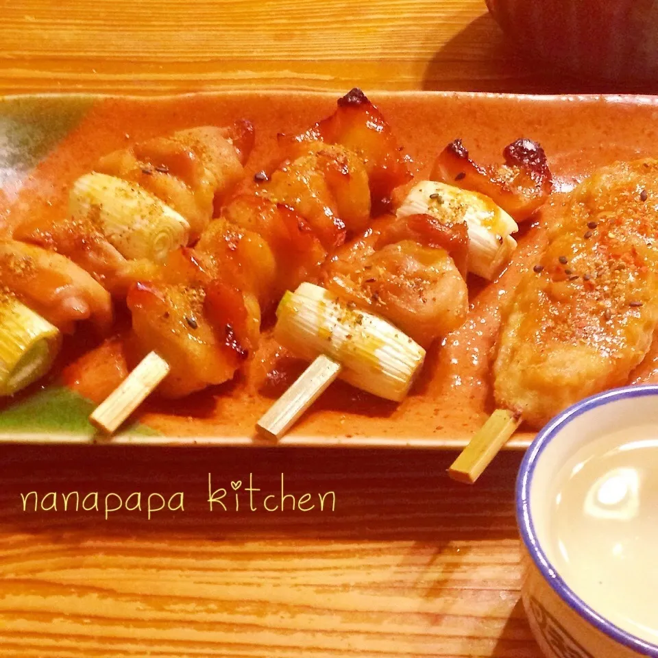 Snapdishの料理写真:今宵の肴  やきとり三種♡|nanapapa kitchenさん