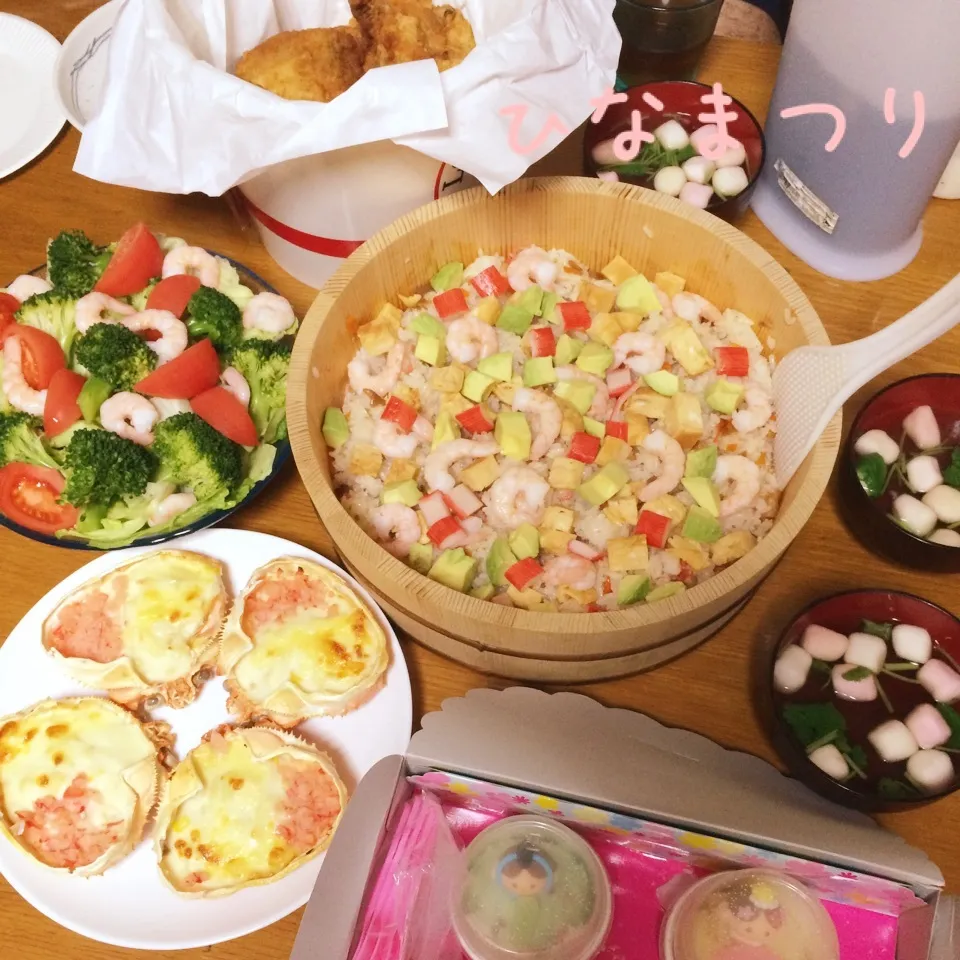 Snapdishの料理写真:3月3日ひな祭りの夕飯|みぃたんさん