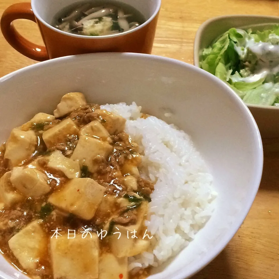 麻婆丼で晩御飯|みぃたんさん