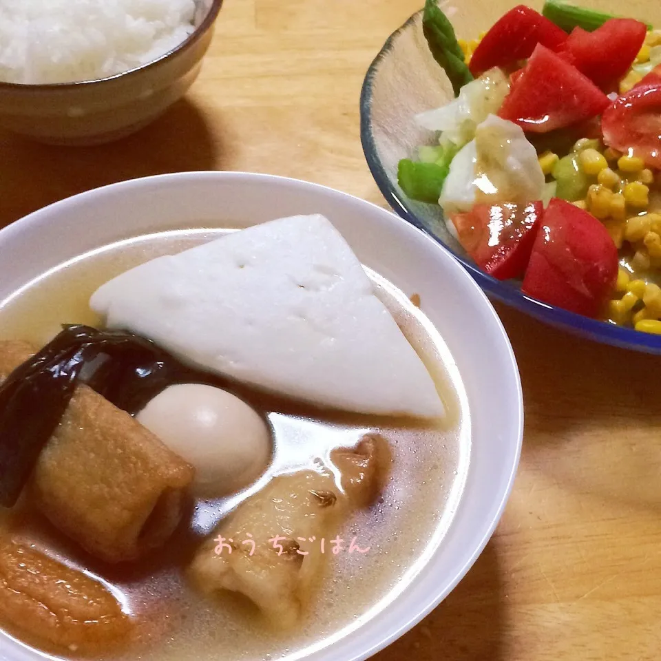 おでんとサラダとご飯|みぃたんさん