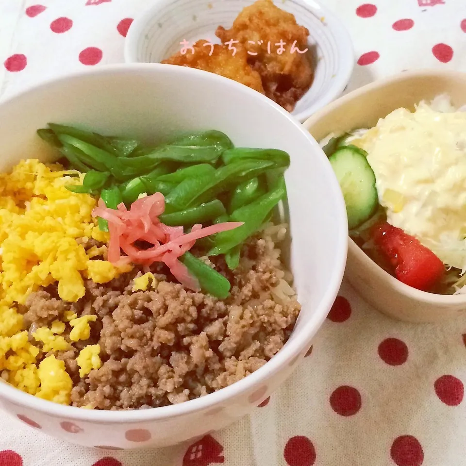 そぼろご飯で晩御飯|みぃたんさん