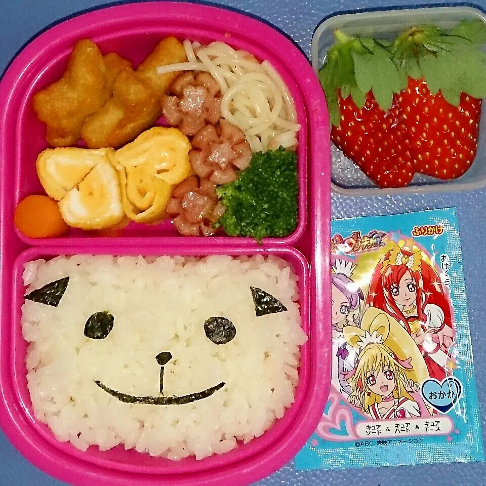 プリキュアふりかけのリクエストのためただのパンダ顔弁当(T_|jasmine5さん