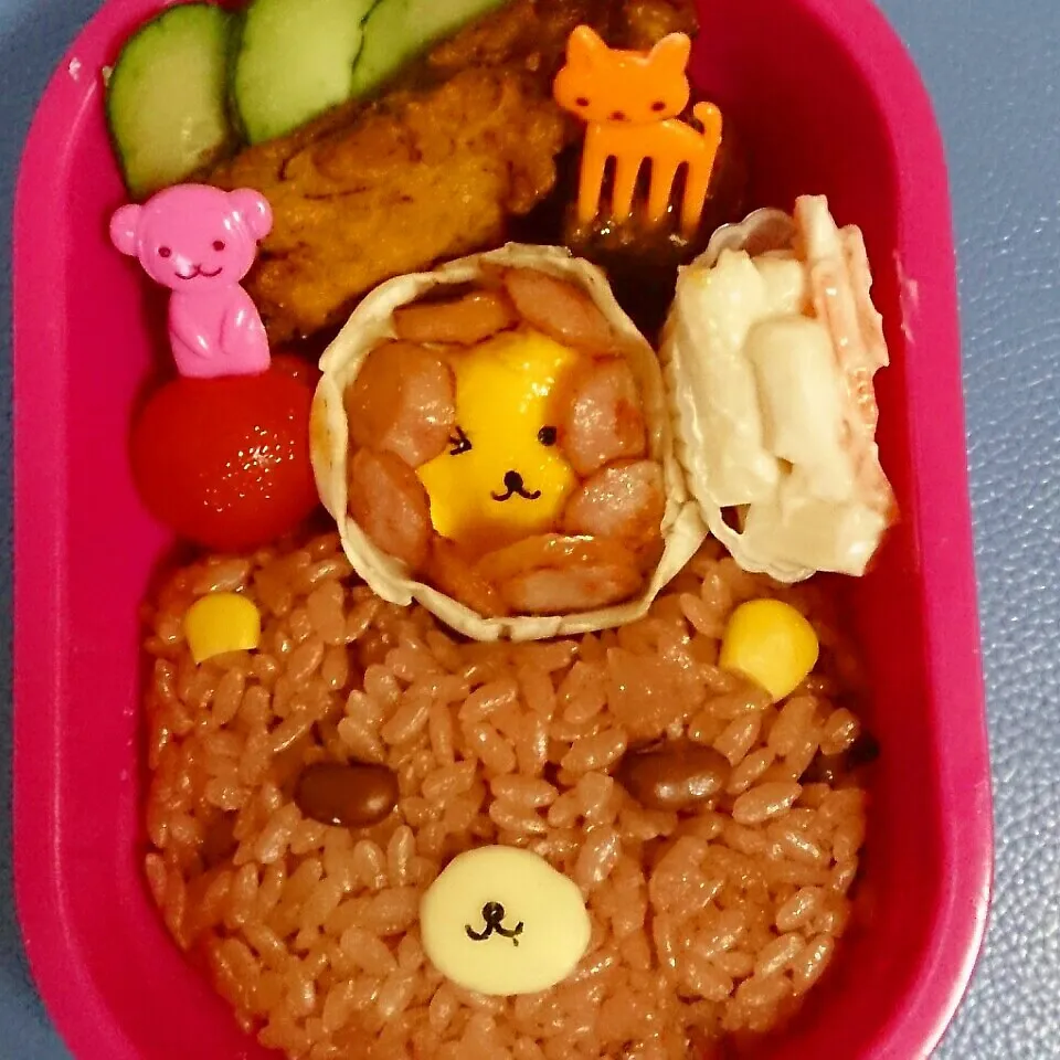 赤飯でくま?？動物だらけ弁当|jasmine5さん