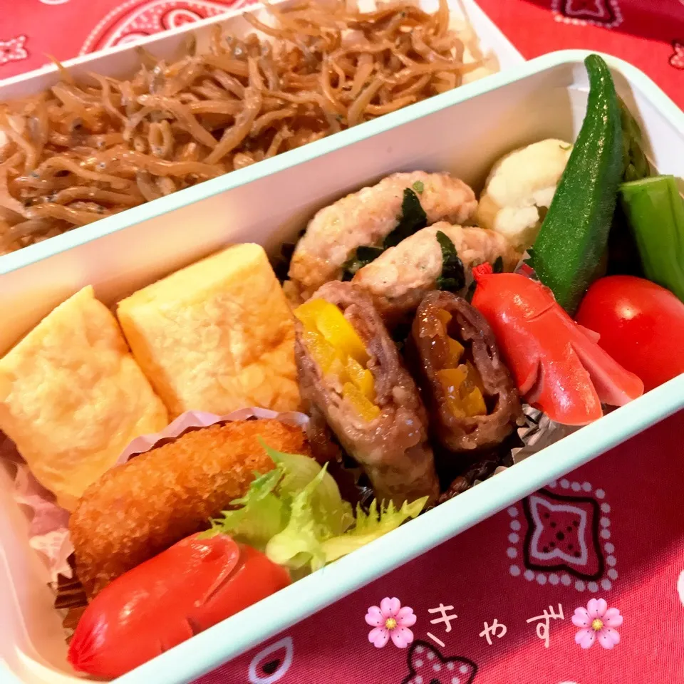 Snapdishの料理写真:今日の娘弁当🍱 しらす山椒煮|きゃずさん