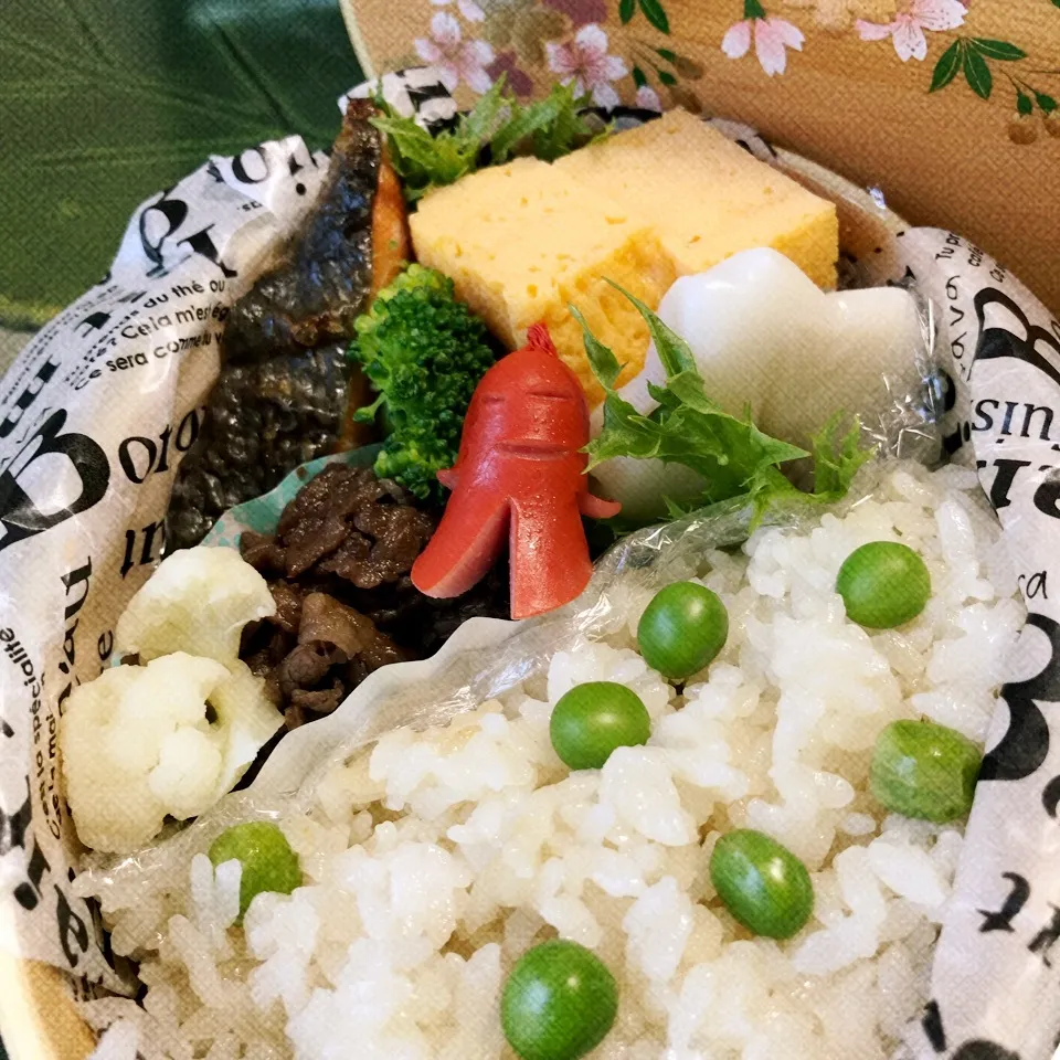 娘のお弁当 グリンピースご飯|きゃずさん