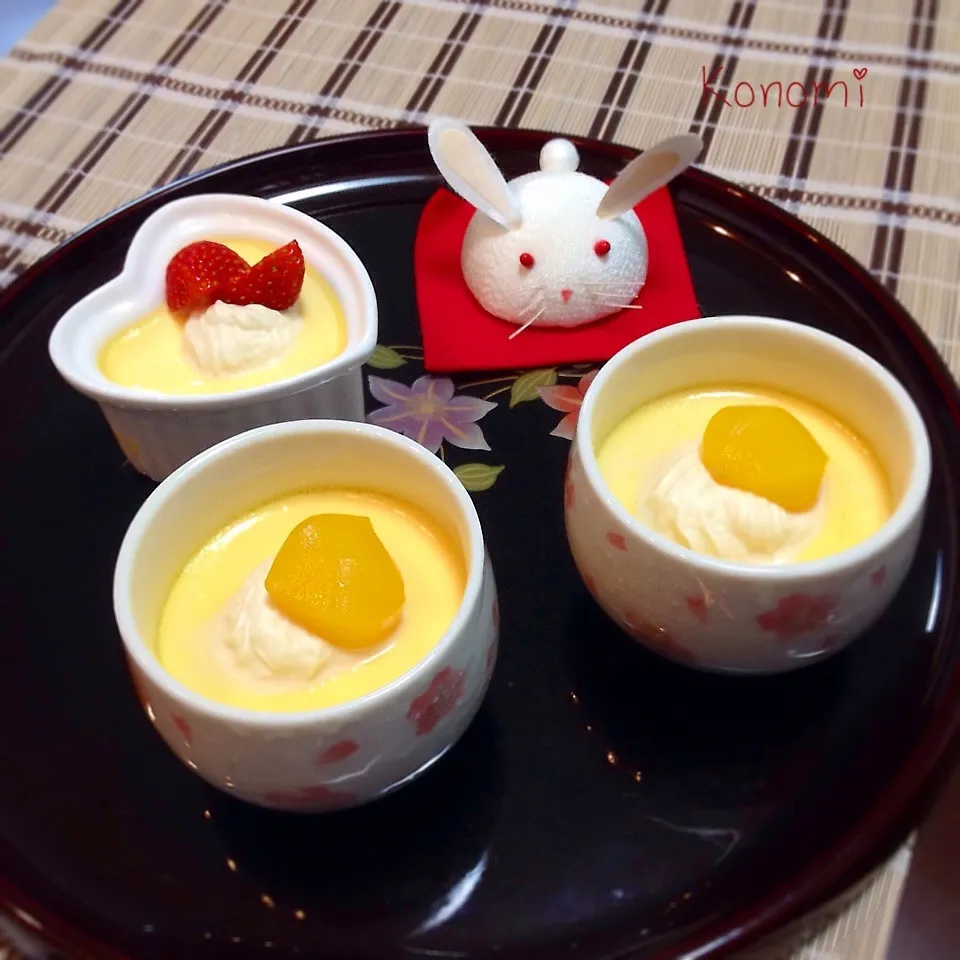 Snapdishの料理写真:つばさちゃんのパステル風とろけちゃうプリン♡|木の実さん