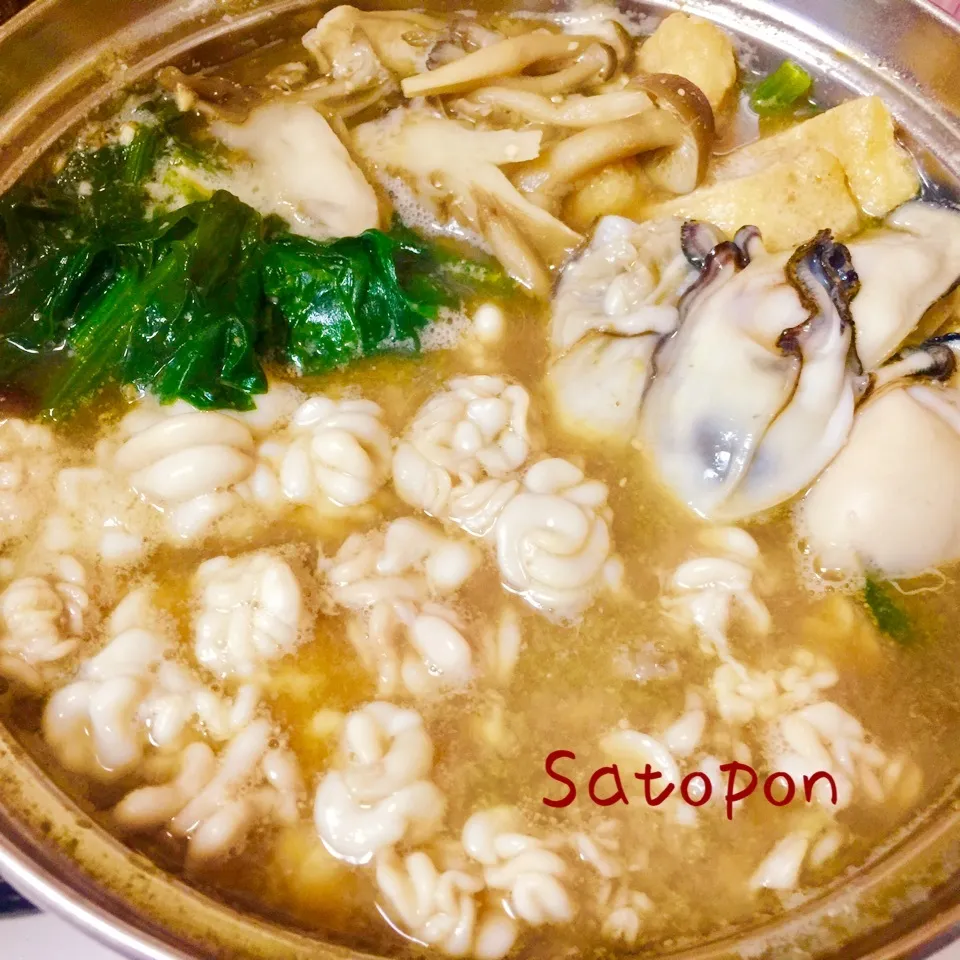 鱈白子と牡蠣の味噌鍋♡|さとぽんさん