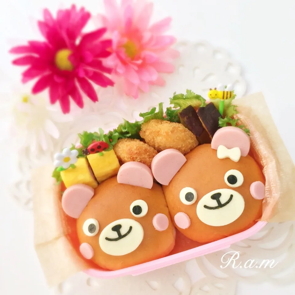 パンにペタッ♡クマさん弁当(/。'(ェ)')♬|R.a.mさん