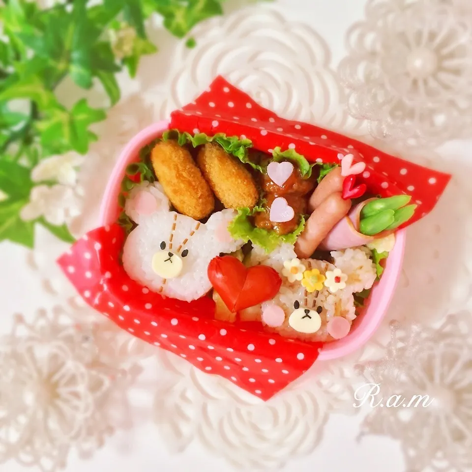 Snapdishの料理写真:ジャッキーの恋♡•*¨バレンタイン弁当•*¨♡|R.a.mさん