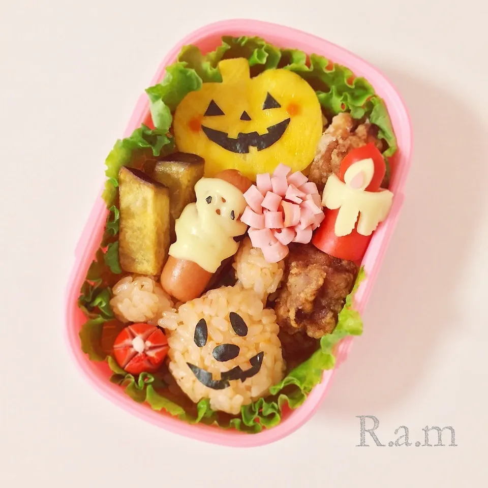 Snapdishの料理写真:ジャックオランタン♡ハロウィンミッキー弁当☻♬|R.a.mさん