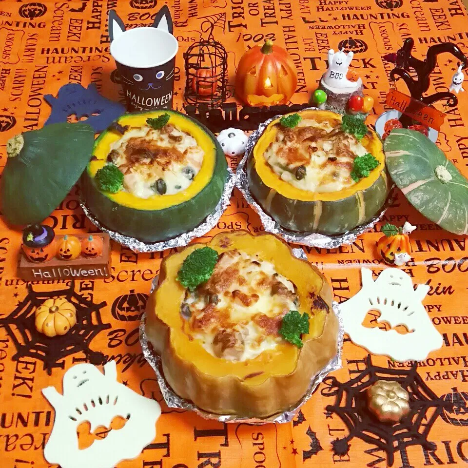 ＊丸ごとかぼちゃグラタン🎃でHALLOWEEN🎵＊|とししいたけさん