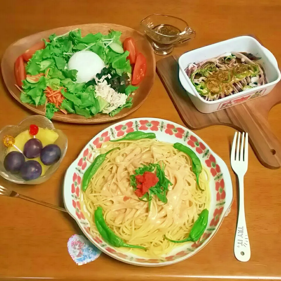 ＊明太子クリームパスタ🍝イカの箱船⛵晩ご飯🌃🍴＊|とししいたけさん