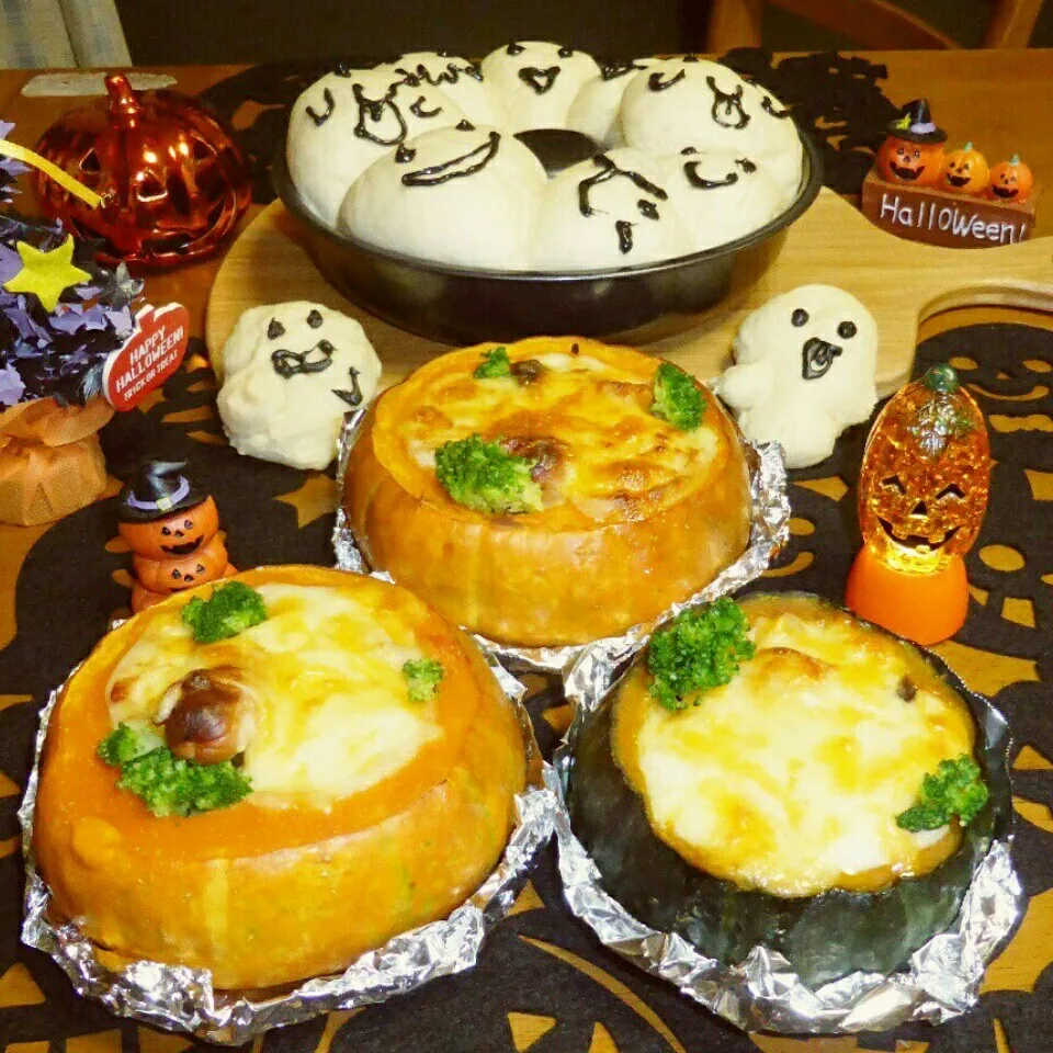 ＊丸ごとかぼちゃグラタンでハロウィンパーティー2🎃＊|とししいたけさん