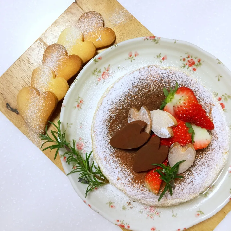 スフレチーズケーキでhappy valentine♡|わことひろさん