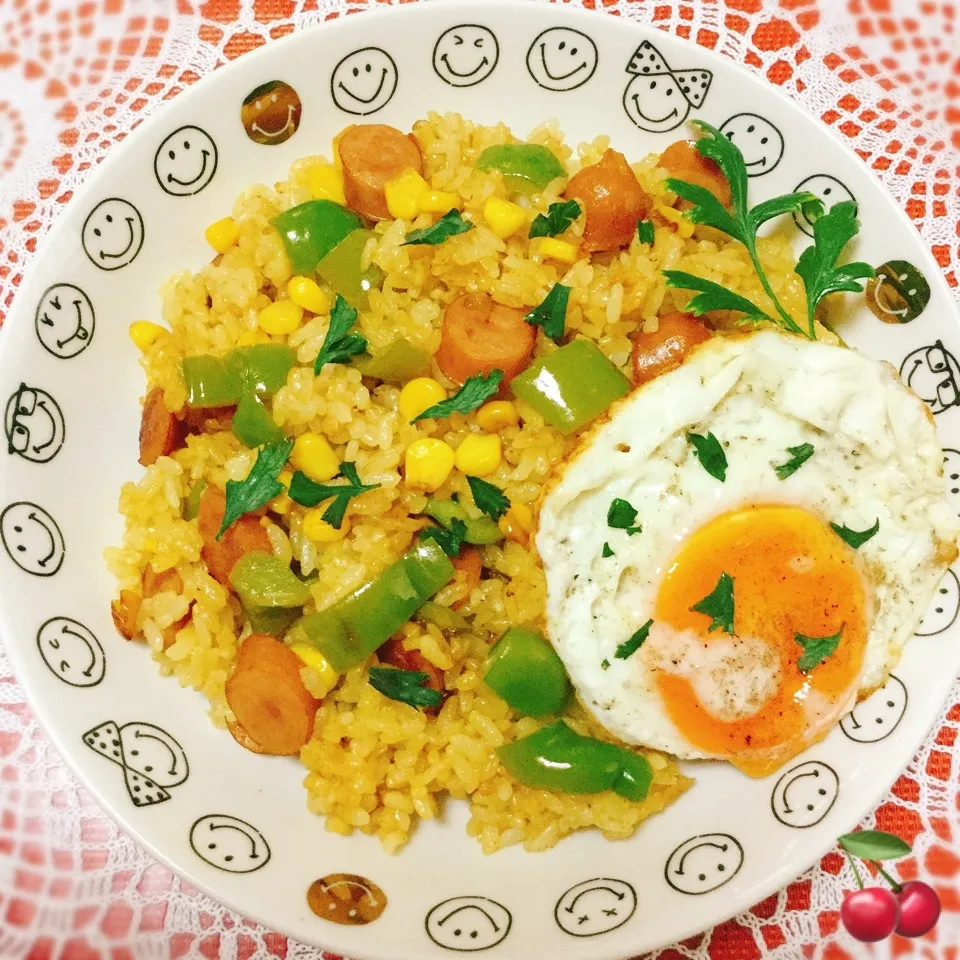 マネっこ♪ちたこさんのコーンとウインナーのスパイシー炒飯❤️|さくらんぼさん