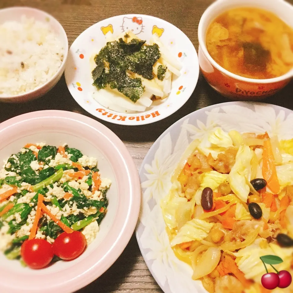 晩ご飯🍒マネっこ♪やまうさこさんの豚味噌炒め❤️|さくらんぼさん