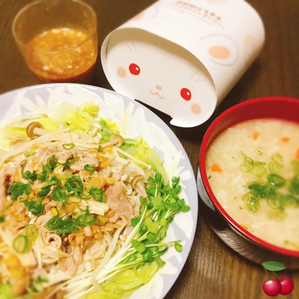 マネっこ♪ちたこさんの辛子味噌ダレで♡レンチン蒸ししゃぶ❤️|さくらんぼさん