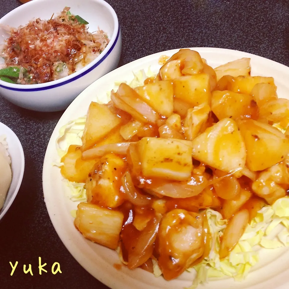 長芋と鶏むね肉の甘酢あえ|ゆかさん