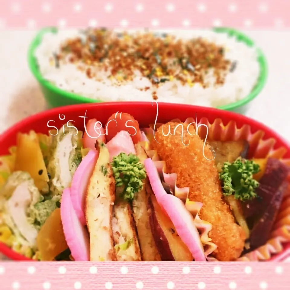 Snapdishの料理写真:15.04.02の妹ちゃんへのお弁当🍱|💗やよ💗さん