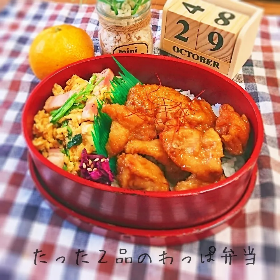 Snapdishの料理写真:たった2品のわっぱ弁当(高1娘用)|mugioさん